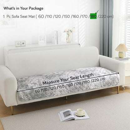 HOKIPO Quilted, Waterproof and Anti-Slip Sofa Cover Mat, Motifs Cloud Grey