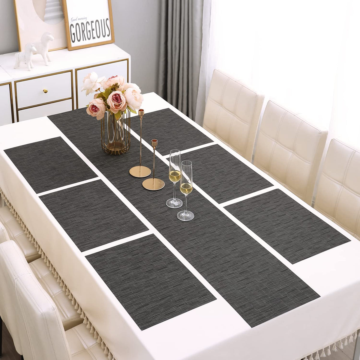 PVC Dining Table Mats, Black