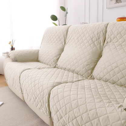 UrbanQuilt Recliner Sofa Slipcover Mat with Dual Belt for 1/2/3 Seater - Cream