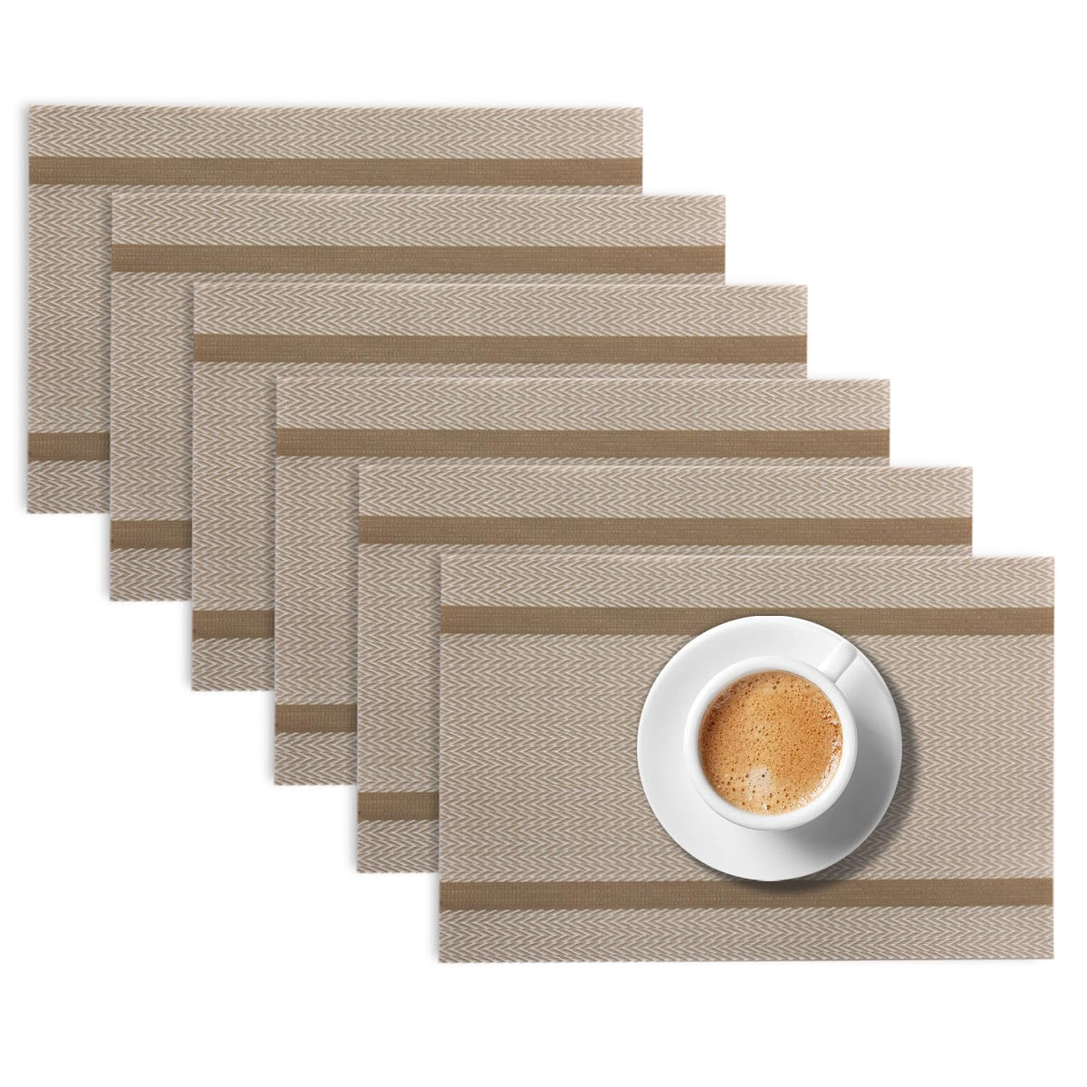 Chevron Stripes PVC Mats for Dining Table - Warm White