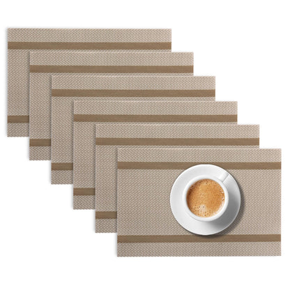 Chevron Stripes PVC Mats for Dining Table - Warm White