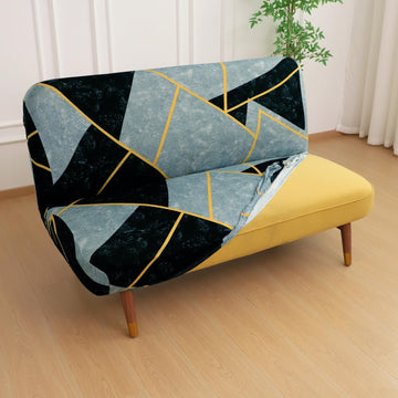 Elira Series Stretchable Elastic Armless Sofa Cover – 140 GSM, Futon Slipcover, Easy Fit, Multicolor Abstract Geometry