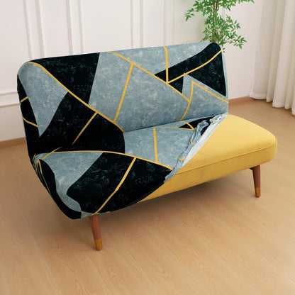 Elira Series Stretchable Elastic Armless Sofa Cover – 140 GSM, Futon Slipcover, Easy Fit, Multicolor Abstract Geometry