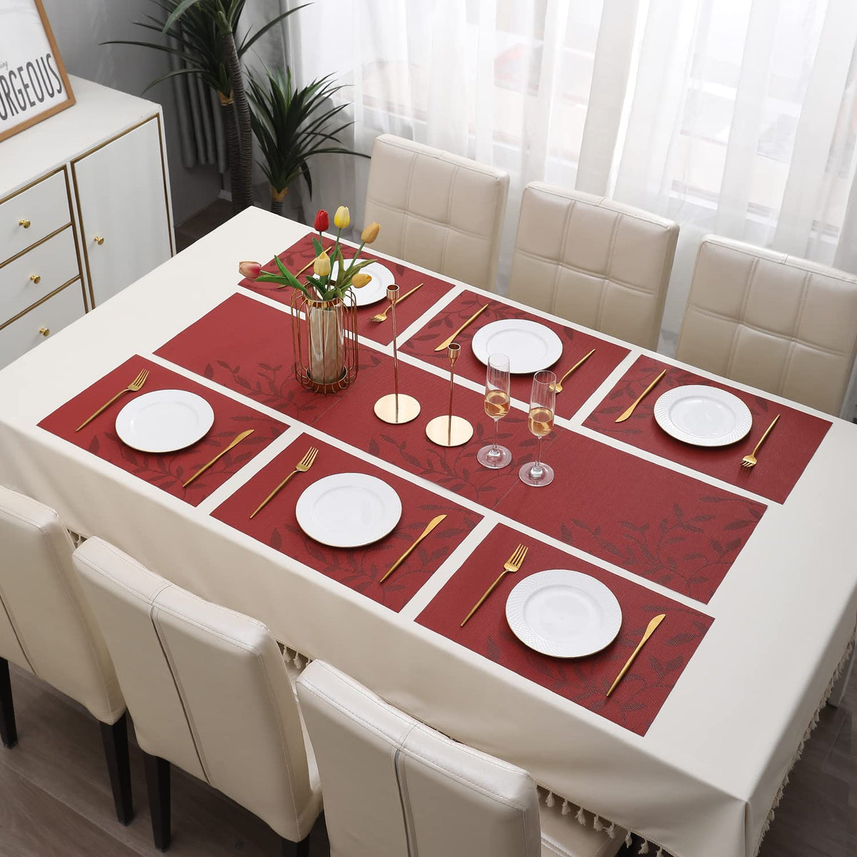 PVC Dining Table Mats, Red