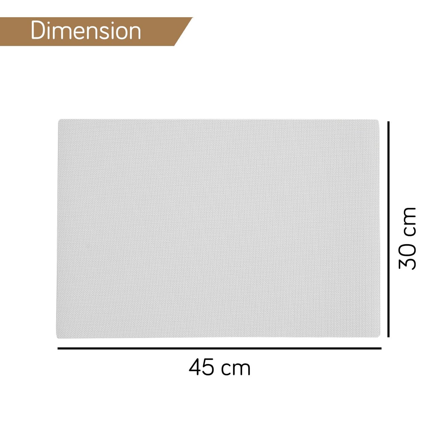 Fog Grey waterproof table mat with dimension of 45 cm x 30 cm