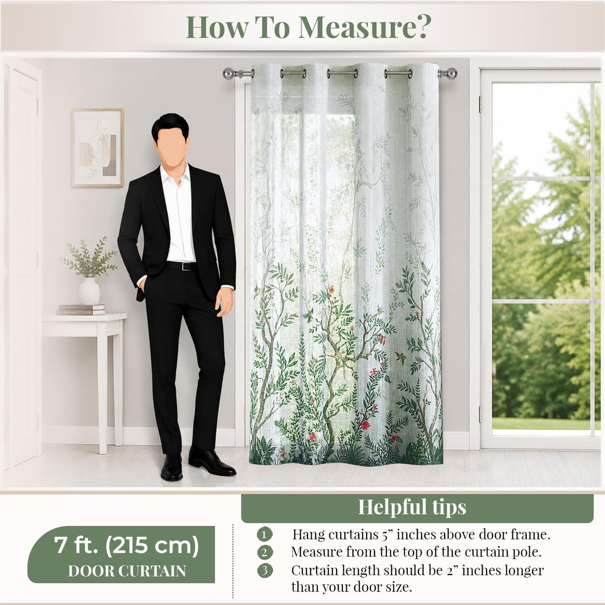 HOKIPO Meadow Bloom Sheer Curtains, 7 Feet Long - Willow Botanica - image 7