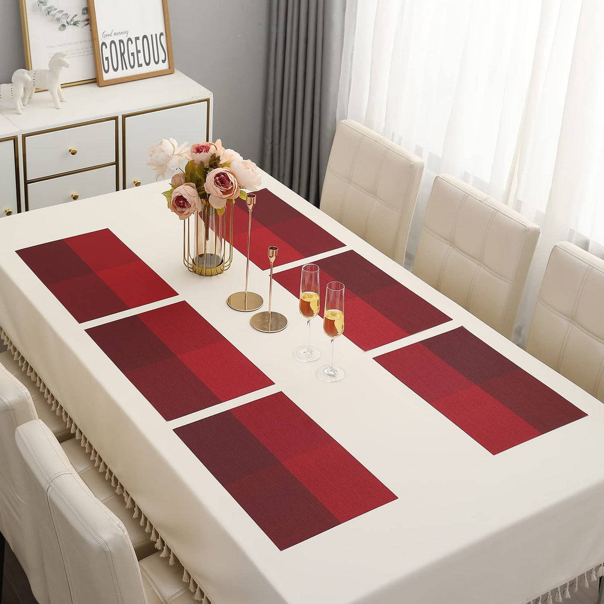 PVC Dining Table Mats, Red