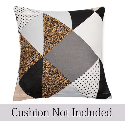 HOKIPO Stretchable Pack of 2 Cushion Cover 16x16, Grey Brown Geometric