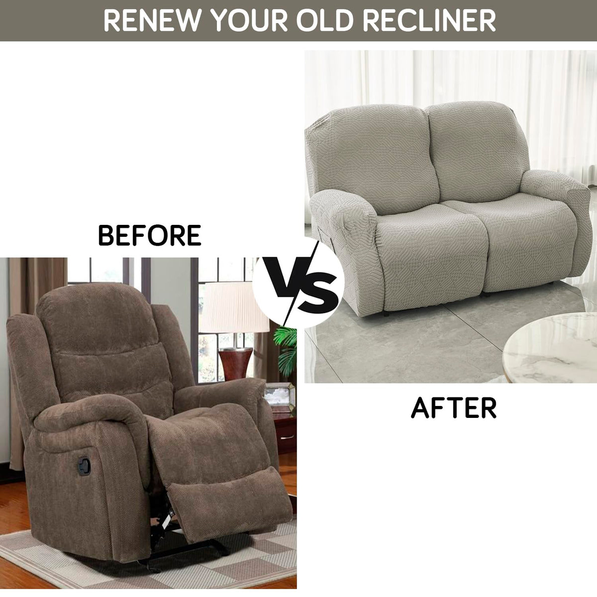 Transform your old recliner with full cover set (before after)