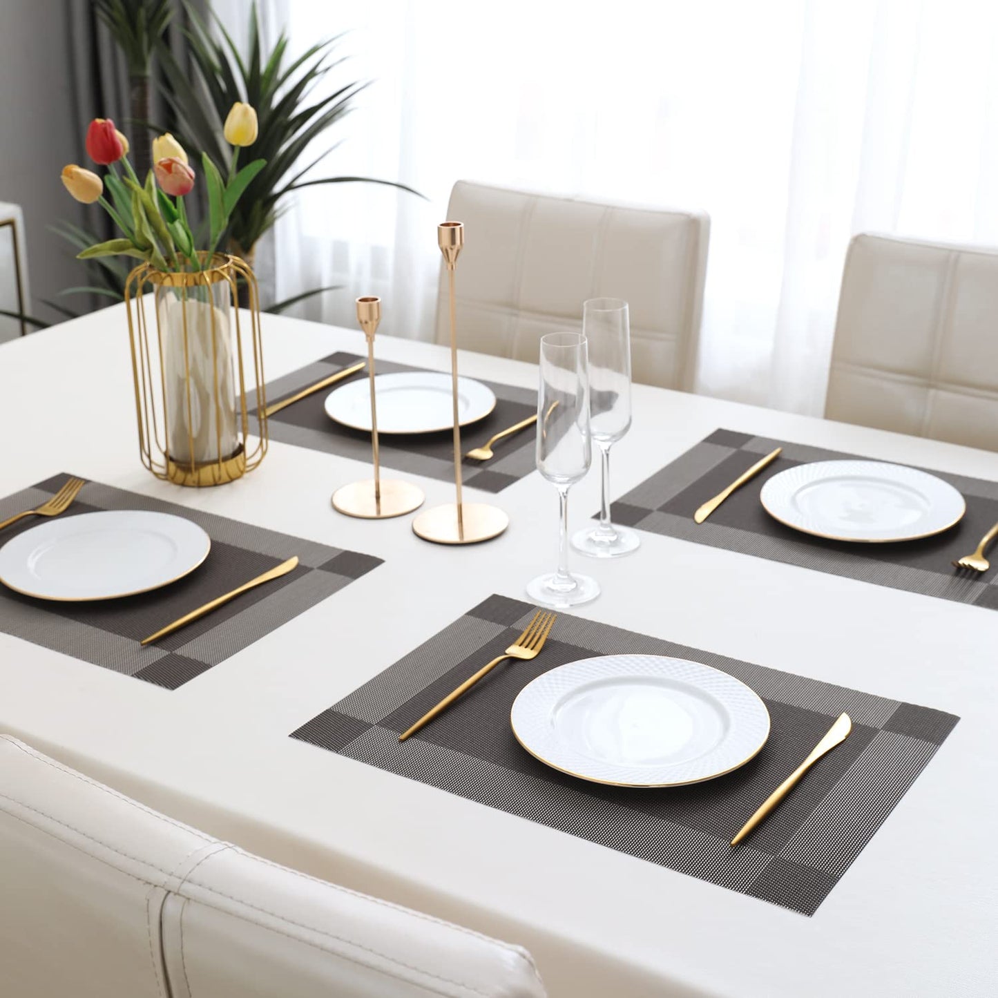 PVC Dining Table Mats, Dark Grey
