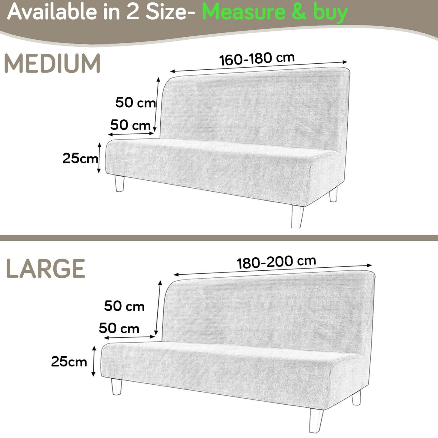 Luxurious Stretchable Spandex Jacquard Sofa-Cum-Bed Cover for Futon – Taupe Brown