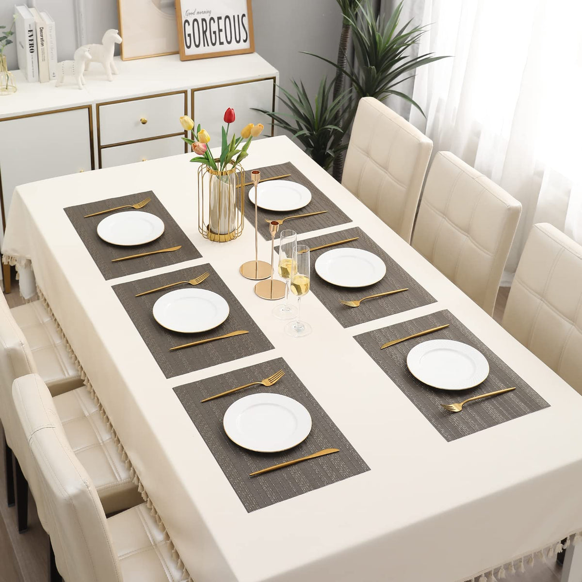 PVC Dining Table Mats, Shadow Grey