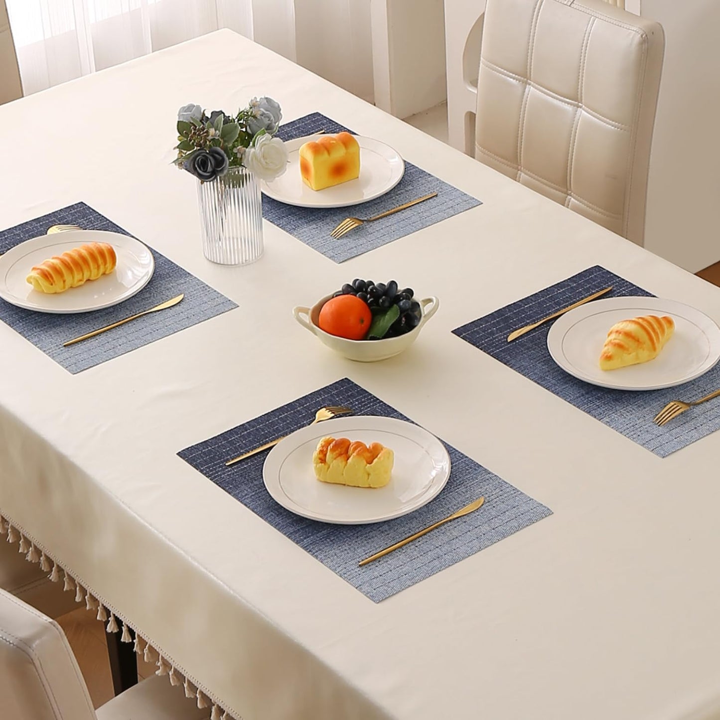 GradientHue PVC Mats for Dining Table - Ocean Hue