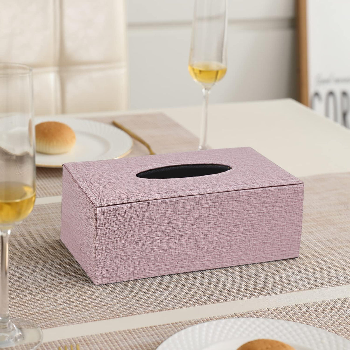 buy lavender faux leather tissue box | HOKIPO