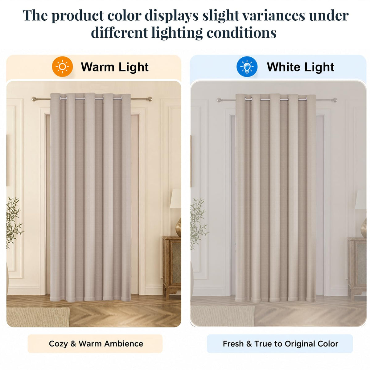 HOKIPO Horizon Dimout Eyelet Curtains, 7 Feet Long - Almond Beige - image 6