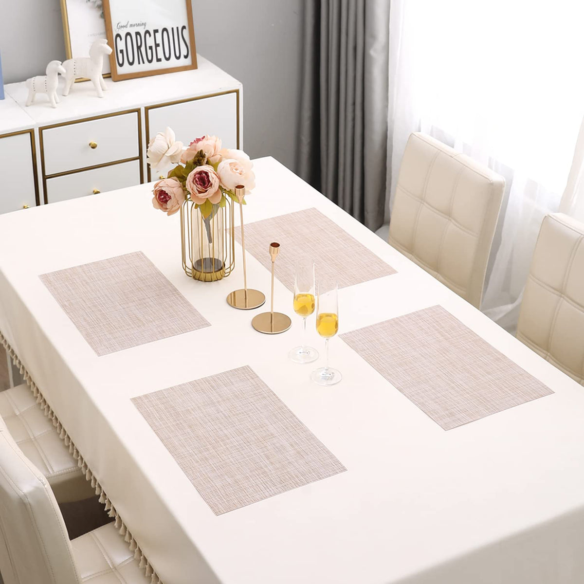 PVC Dining Table Mats, Beige