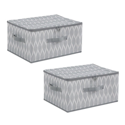 Foldable Clothes Organizer Box | Durable Non-Woven Storage with Zipper & Handle