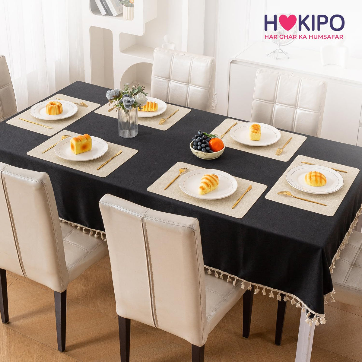 Modern Weaves Royal Luxe Faux Leather Mats for Dining Table - Vanilla Beige