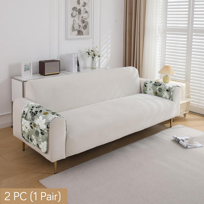 Water Repellent + Waterproof Quilted Sofa Mats, Feather Brown Floral