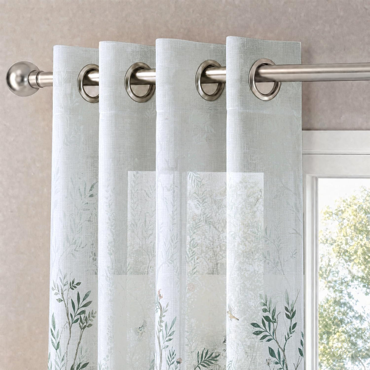 HOKIPO Meadow Bloom Sheer Curtains, 7 Feet Long - Willow Botanica - image 6