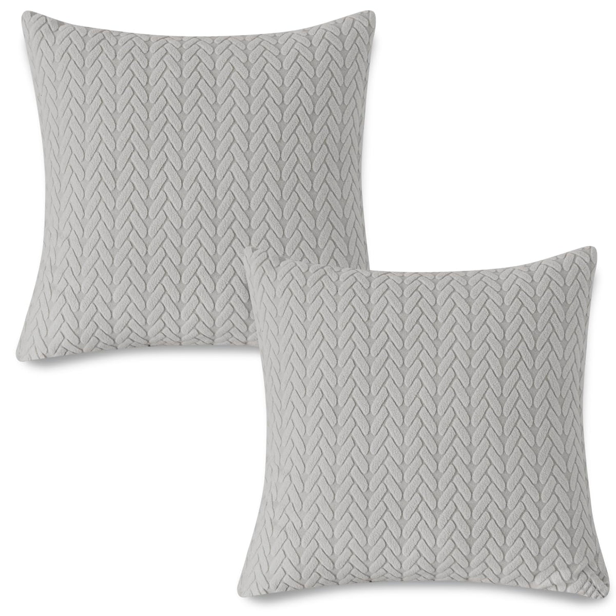 Premium Light Grey Colour Grid Texture Jacquard Cushion Cover | 18x18 Inch Size