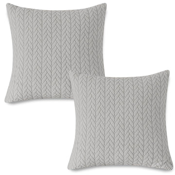 Premium Light Grey Colour Grid Texture Jacquard Cushion Cover | 18x18 Inch Size