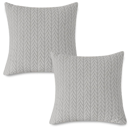 Jacquard Pack of 2 Sofa Cushion Cover 18x18 inch, Light Grey