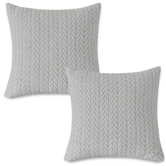 Jacquard Pack of 2 Sofa Cushion Cover 18x18 inch, Light Grey