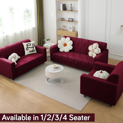 Buy burgundy colour nestiva series knitting jacquard sofa cover​ for 3+2+1 seater sofa set | HOKIPO