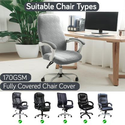 170GSM Stretchable Jacquard Office Chair Cover, Light Grey