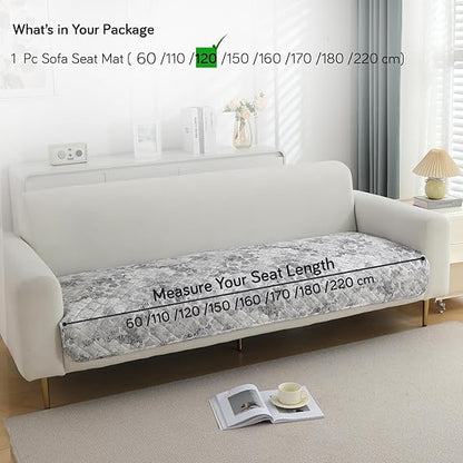 Quilted, Waterproof and Anti-Slip Sofa Cover Mat, Abstract Pale Grey