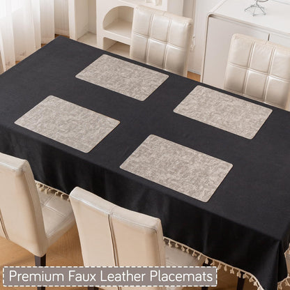 Modern Weaves Royal Luxe Faux Leather Mats for Dining Table - Fog Grey