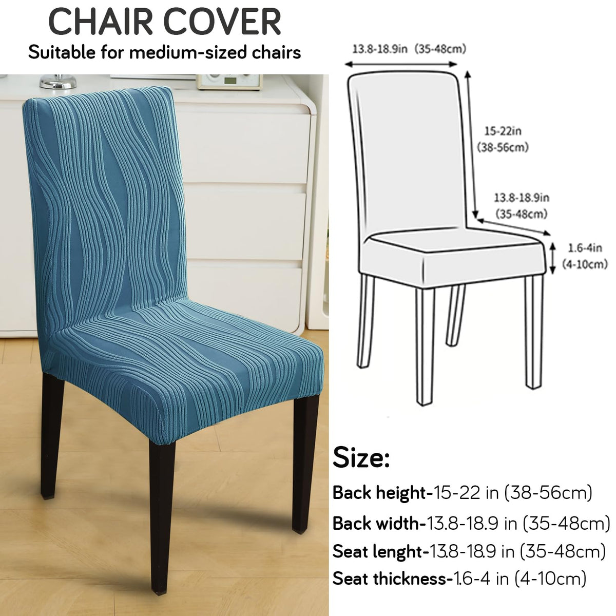 Nestiva Series Stretchable Knitting Jacquard Chair Cover - Sea Blue