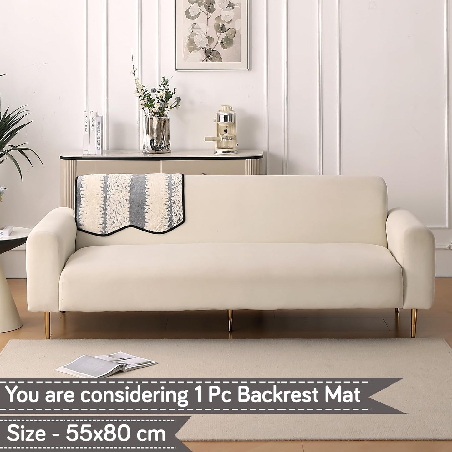 Luxury Wavy Anti Slip Plush Sofa Cover Mat, Pewter Grey