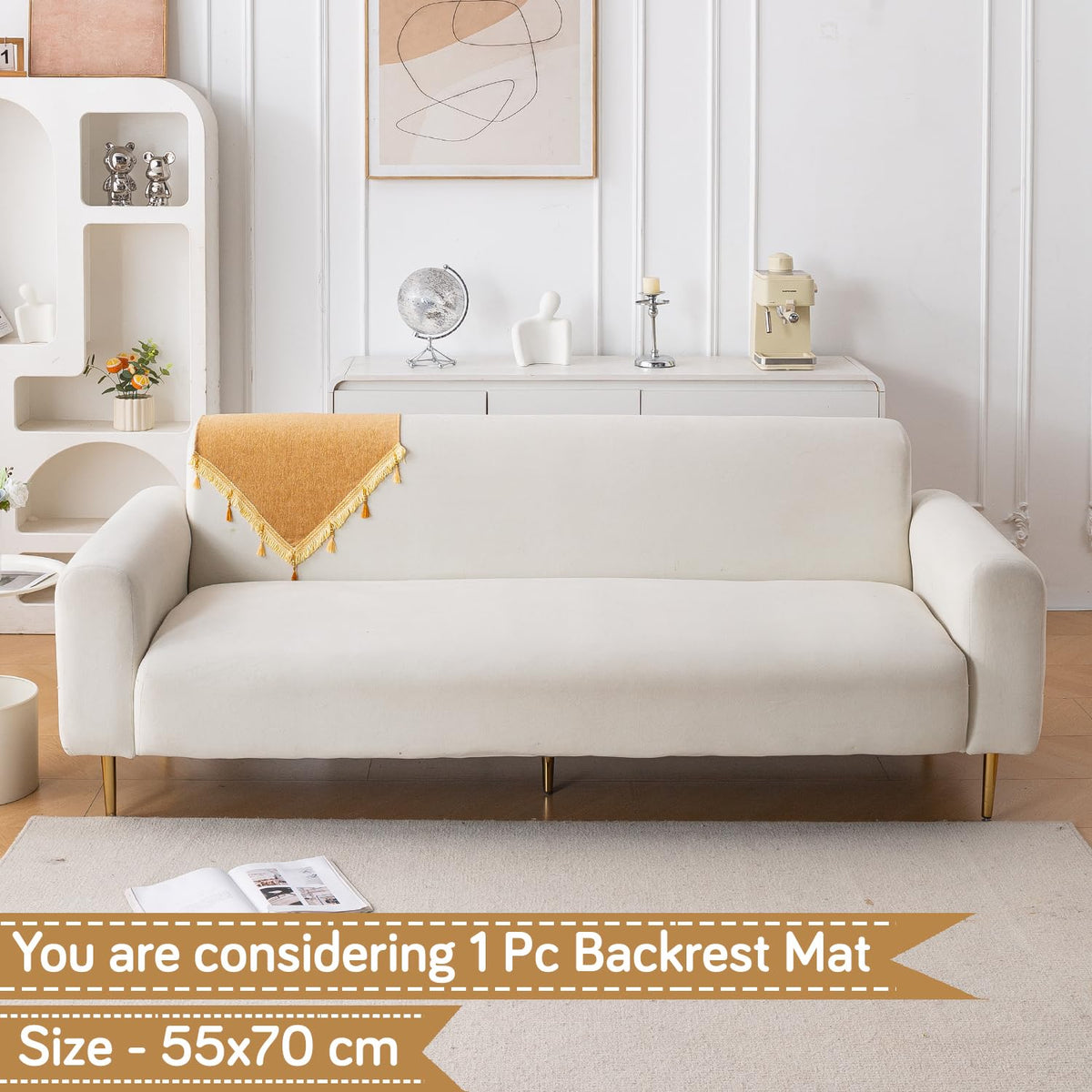 Serenity Tassel Chenille Sofa Cover with Tassel – Sunlit Amber