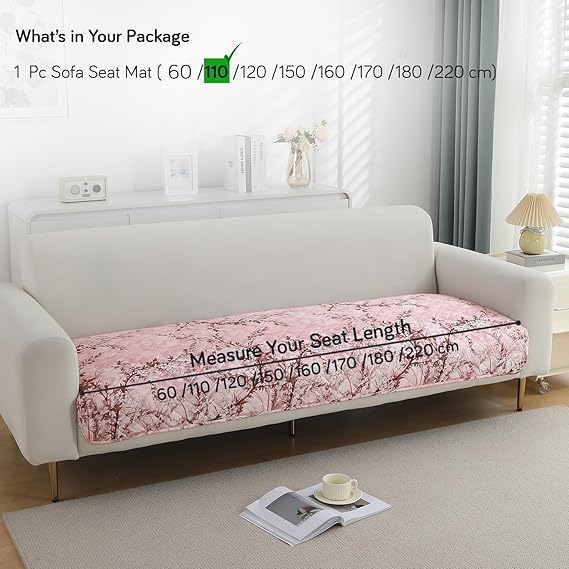 Quilted, Waterproof and Anti-Slip Sofa Cover Mat, Blossom Flower Pink