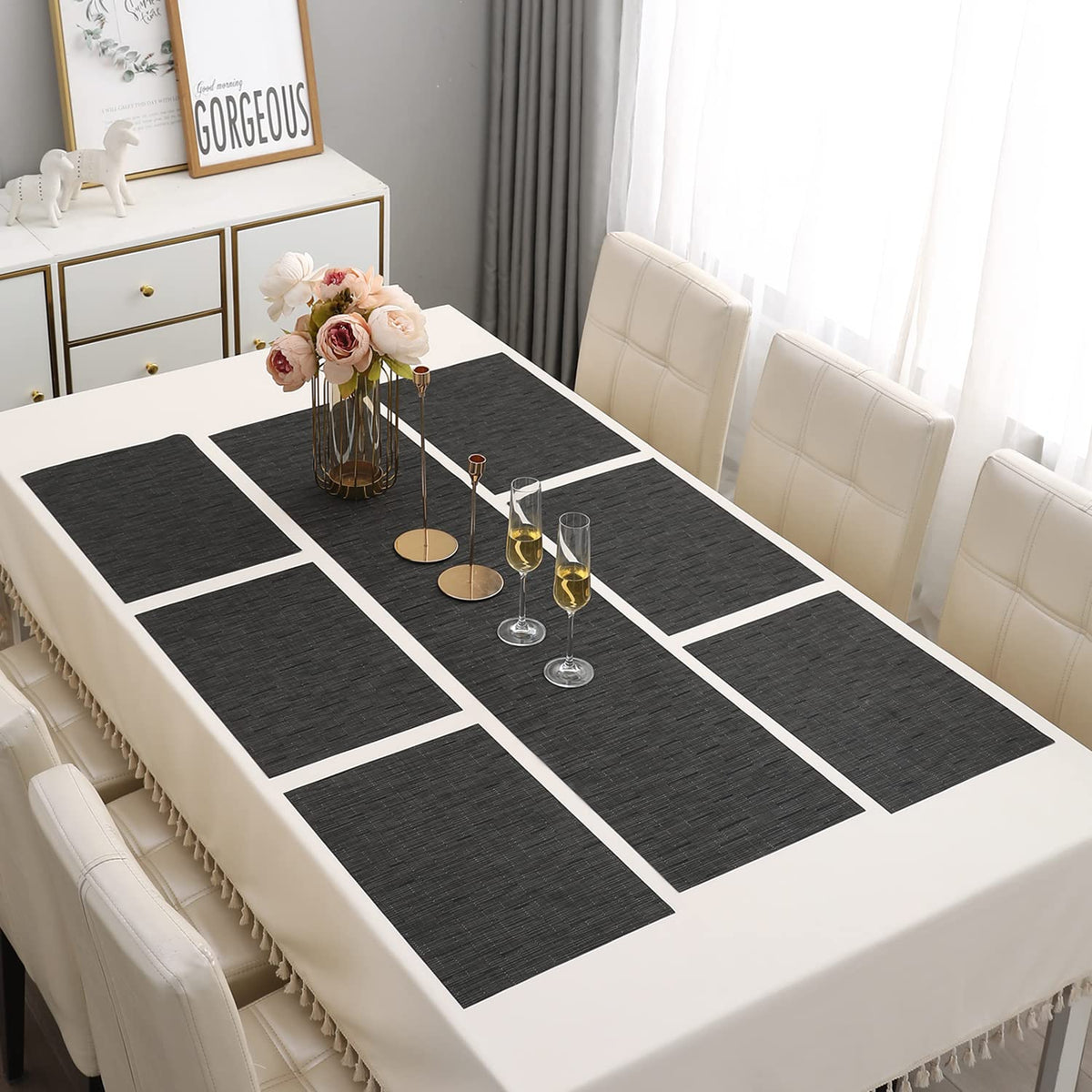PVC Dining Table Mats, Black