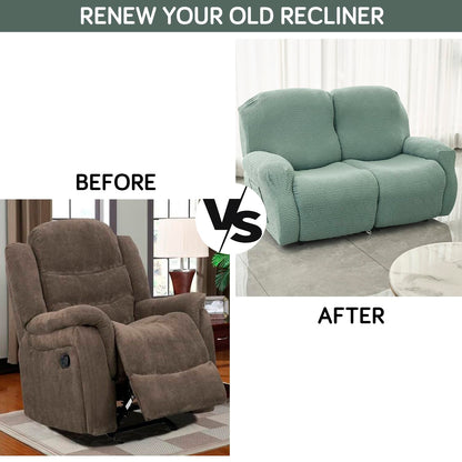 Premium 170 GSM Jacquard Fully Covered Recliner Sofa Cover for 1/2/3 Seaters, Green