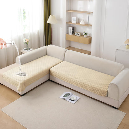 HOKIPO Waterproof Quilted Quick Dry L Shape Sofa Seat Cover Mat, Beige