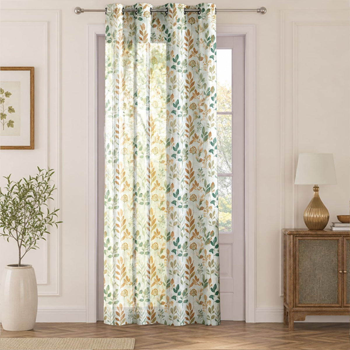 HOKIPO Petals & Poetry Sheer Curtains, 7 Feet Long - Autumn Meadow - image 2