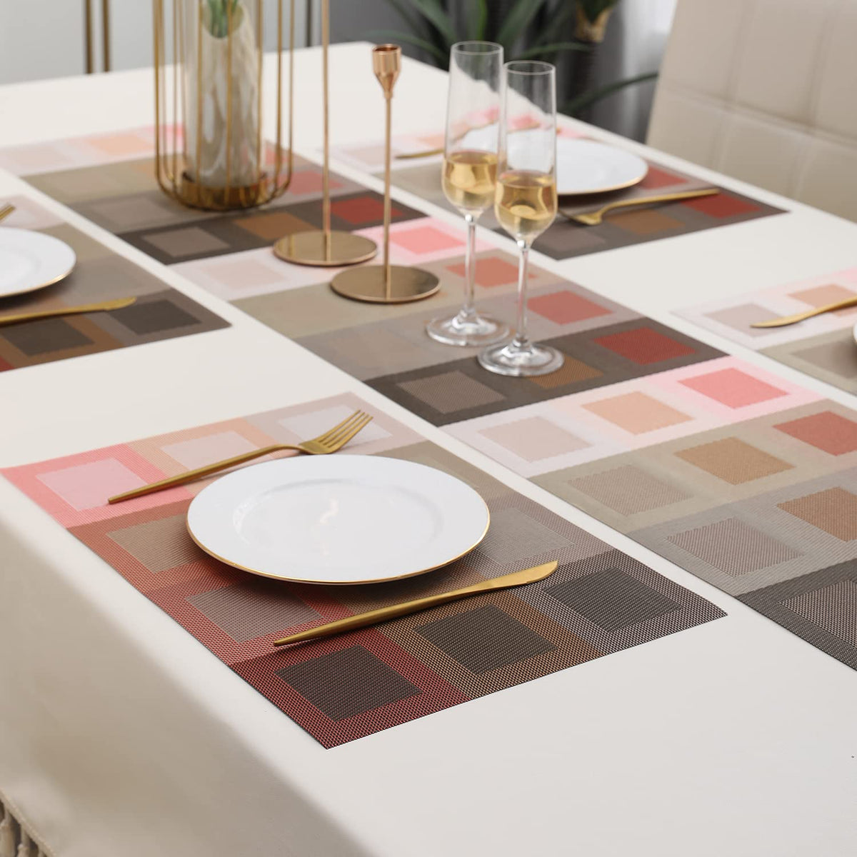 PVC Dining Table Mats, Gradient Red