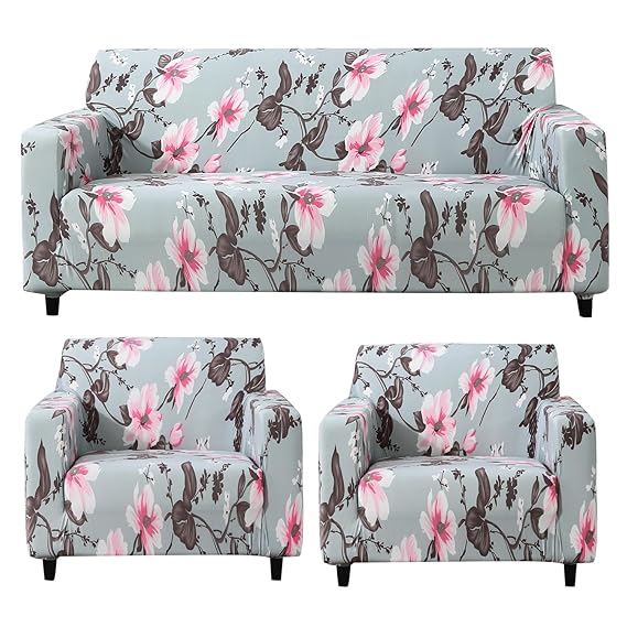 Elastic Stretchable Printed Sofa Cover, Bluish Grey