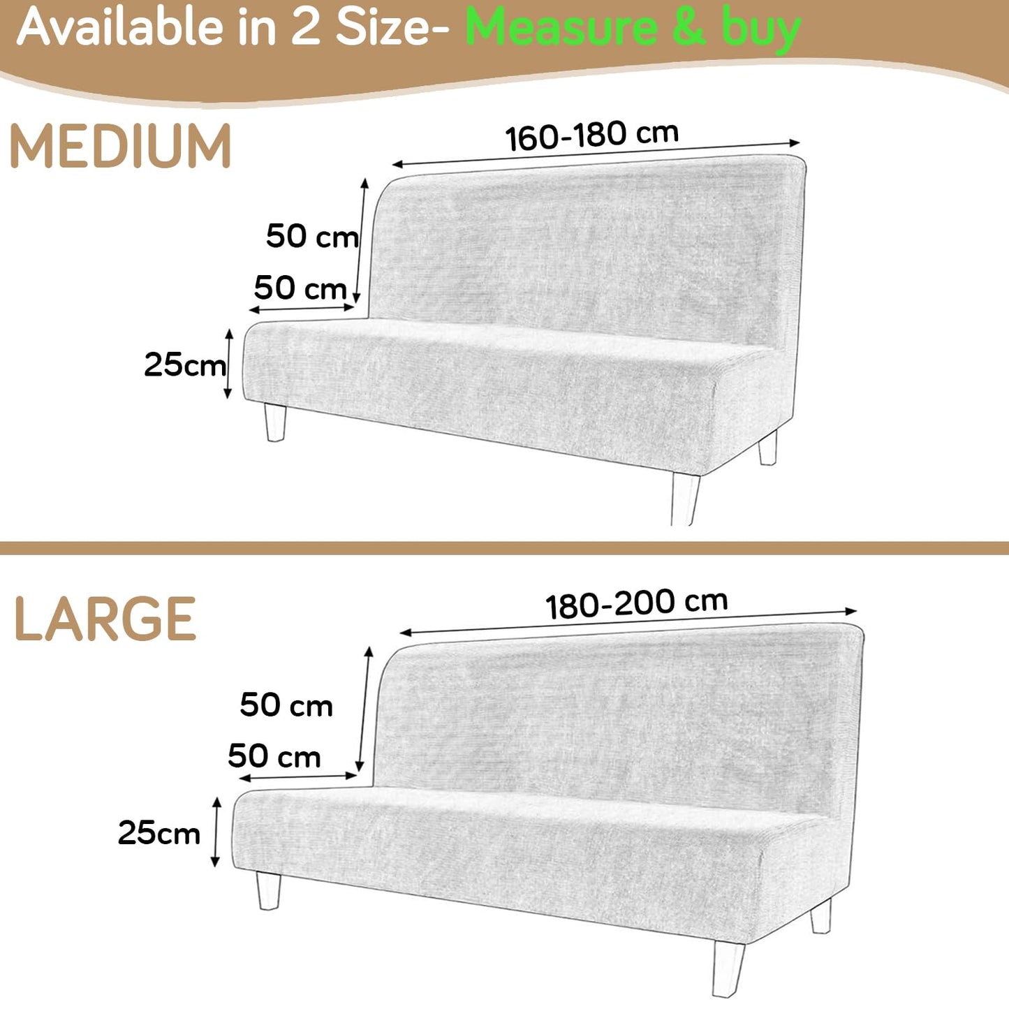 Elira Series Stretchable Elastic Armless Sofa Cover – 140 GSM, Futon Slipcover, Easy Fit, Feather Brown Floral