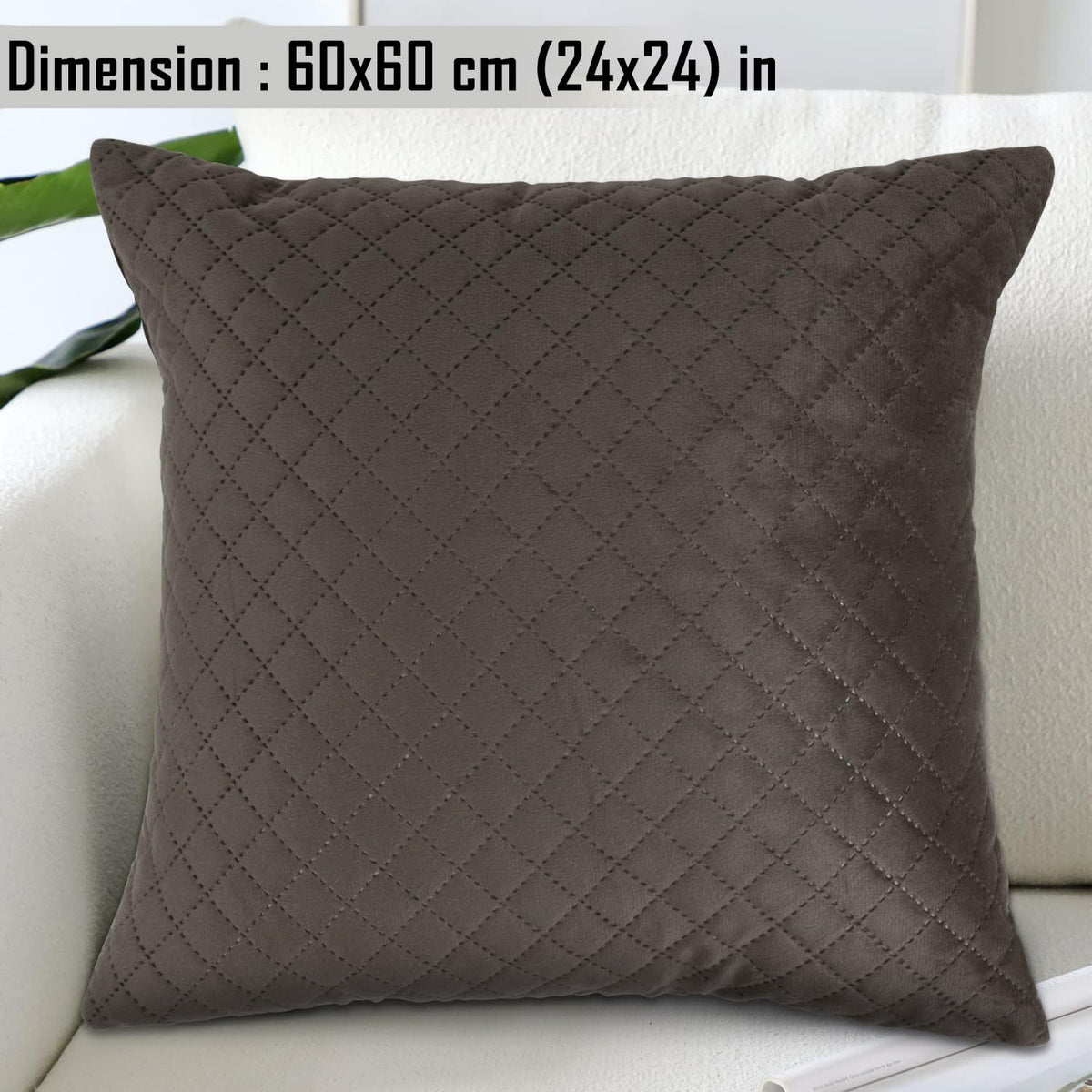 Buy Stylish Taupe Brown Colour Cute Zippered Square Quilted Velvet Cushion Covers