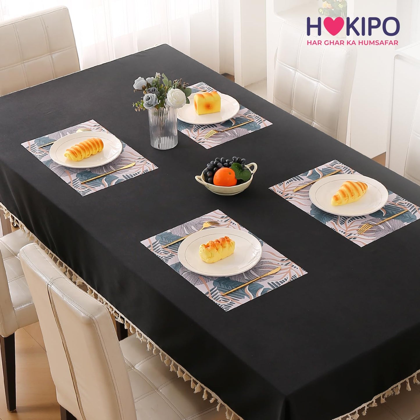 Artistic Flora PVC Washable Mats for Dining Table - Monstera Leaves