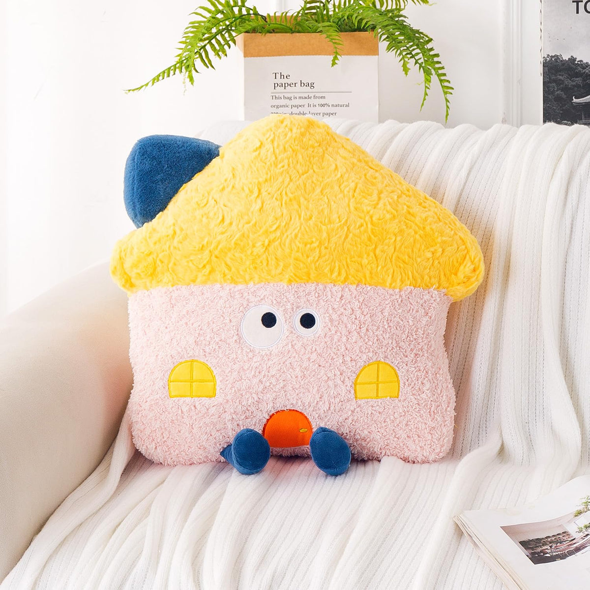HOKIPO Mushroom House Shaped Cushion, 46 cm, Light Pink