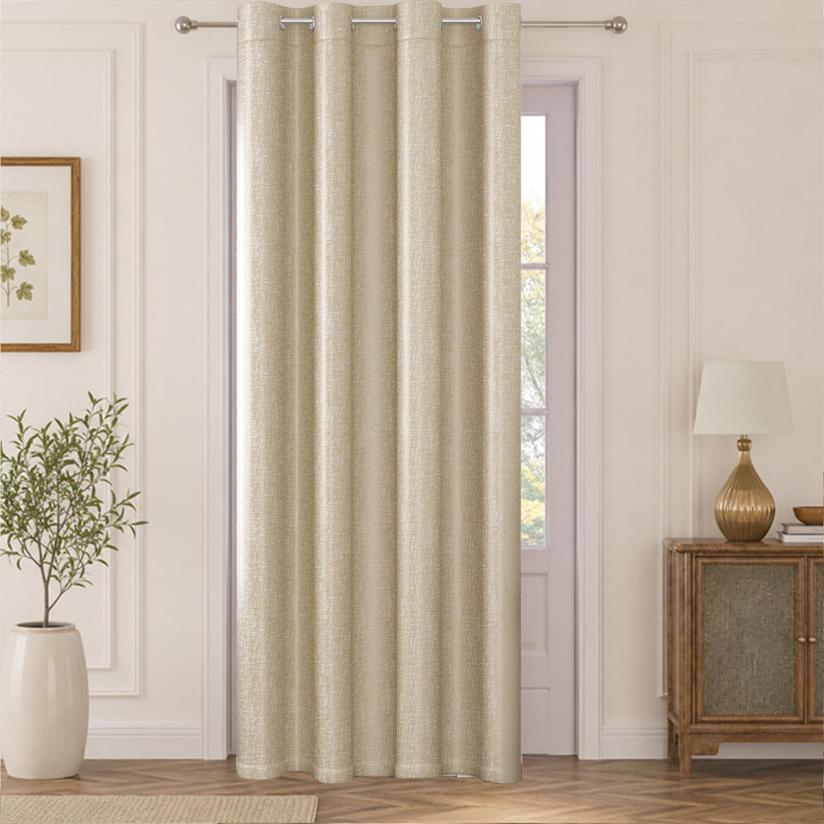 HOKIPO Imperia Eyelet Curtains, 7 Feet Long - Sand - image 2