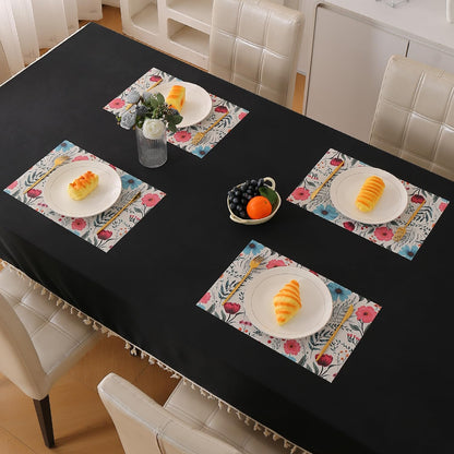 Artistic Flora PVC Washable Mats for Dining Table - Cosmos