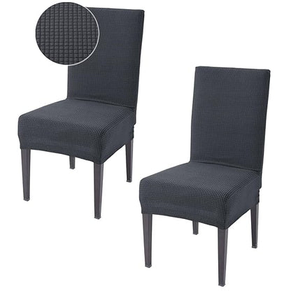 200 GSM Jacquard Set of 1/2/4/6 Dining Chair Cover, Dark Grey