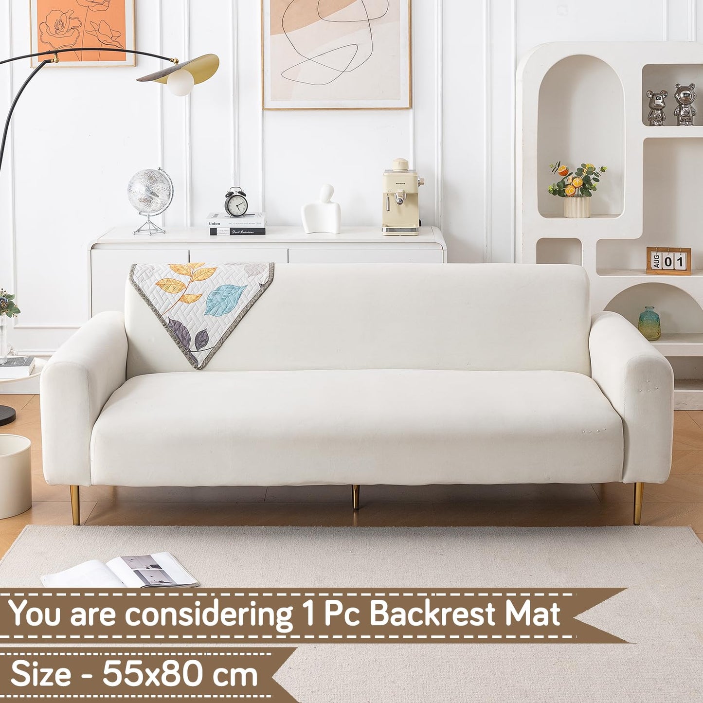 Printed Quilted Sofa Cover Mats, Multicolor Leaves